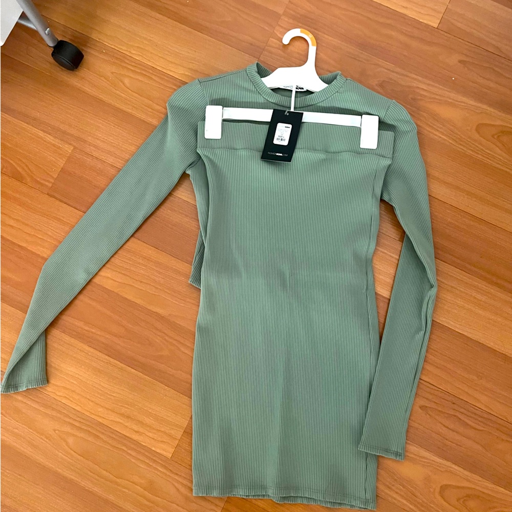 Olive Green Long Sleeve skirt set